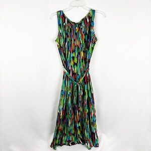 ILE New York Women Bold, Colorful Sleeveless Midi Dress - 10